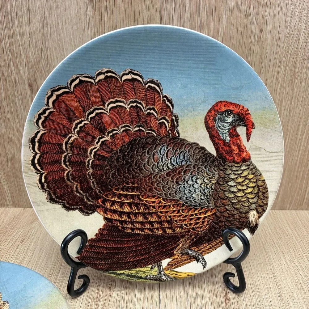 John Derian Set Of 4 Turkey Salad Plates Stoneware Thanksgiving Table Settings